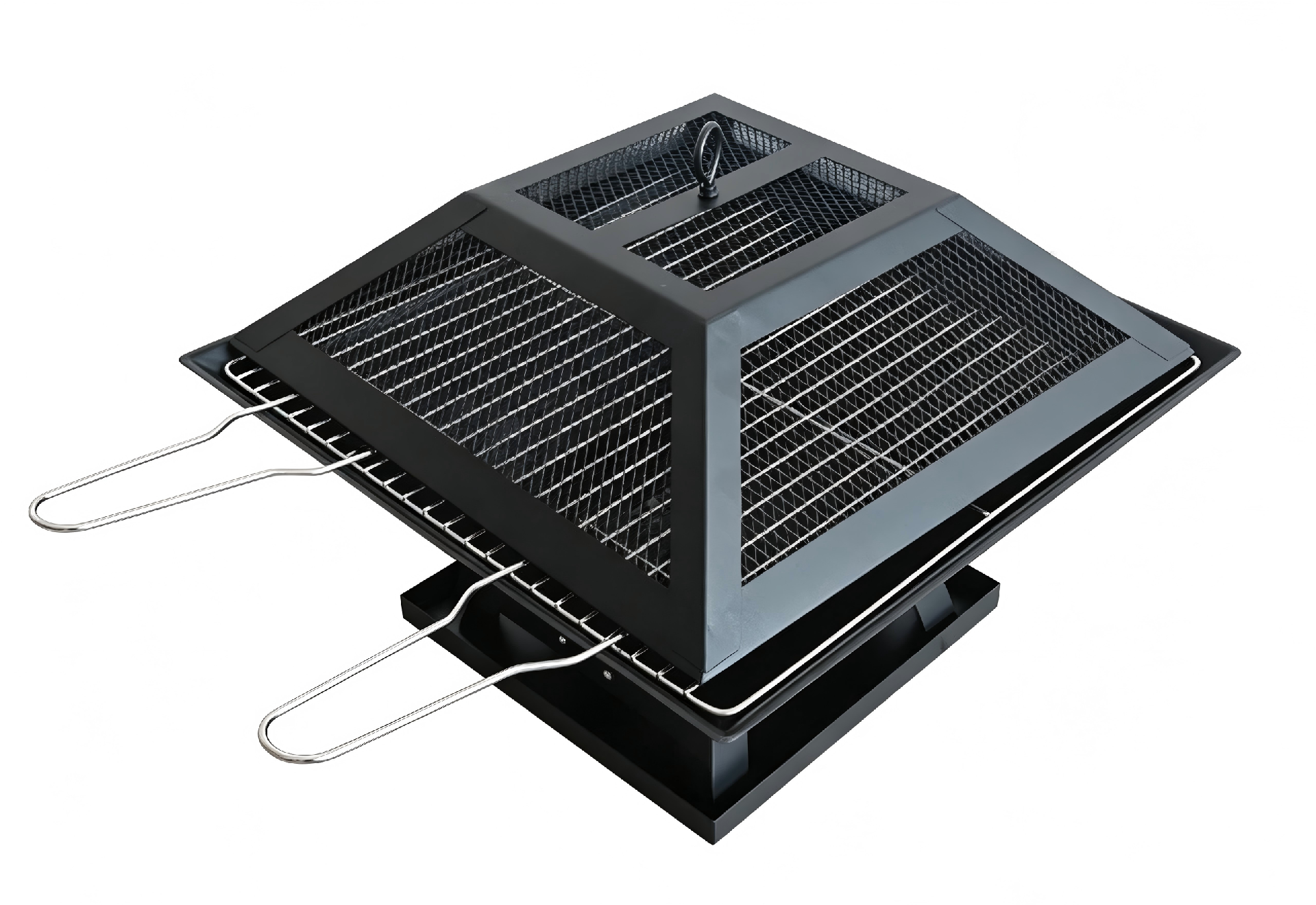 Square Fire Pit with BBQ Grill